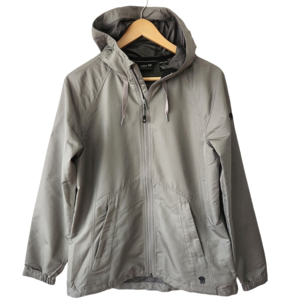 Mountain Hardwear Grey Hooded Zip-Up Lightweight Windbreaker Jacket Women's Sz M
